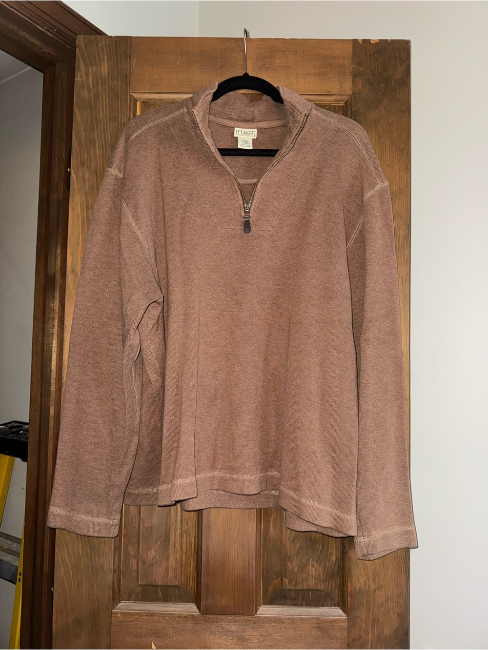 L.L. Bean Vintage Men's Quarter Zip Cotton Sweater Brown Size L